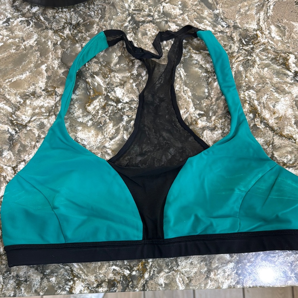 Lululemon Athletica Blue and Black Racerback Sports Bra / E38 - Picture 1 of 3